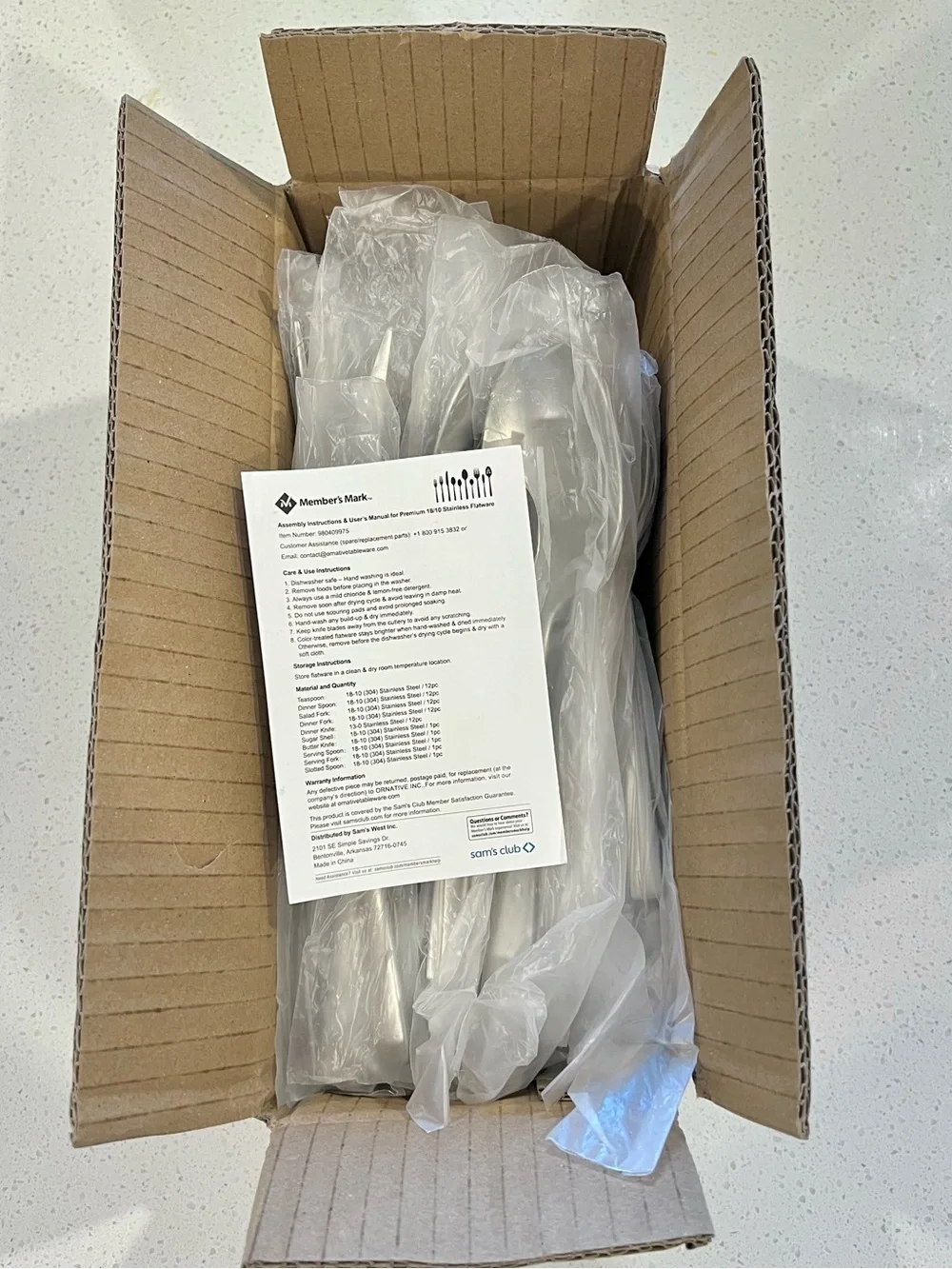 NIB Member's Mark Premium 65 Piece Stainless Steel Flatware Set